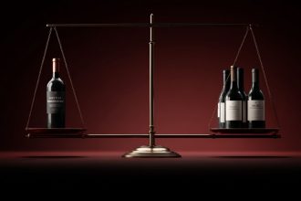 Greutatea sticlei de vin ilustrată prin balanță – o sticlă grea vs. mai multe sticle ușoare