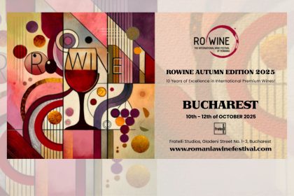 Afiș oficial RO-Wine Autumn Edition 2025, ediția aniversară de 10 ani, București, Fratelli Studios.