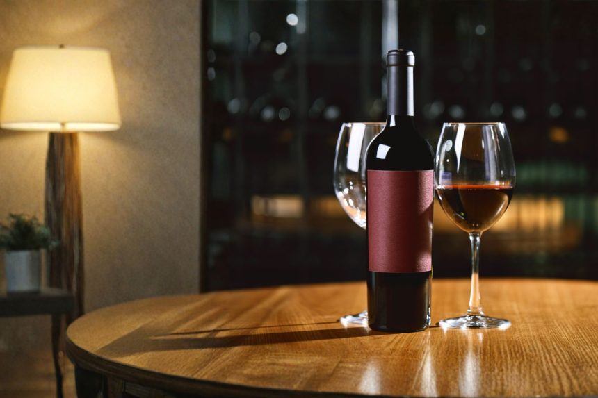 Sticlă de vin roșu